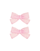 Pink Tulle Bow Clips